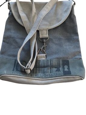 Mona B Gray Canvas Messenger Bag with Strap